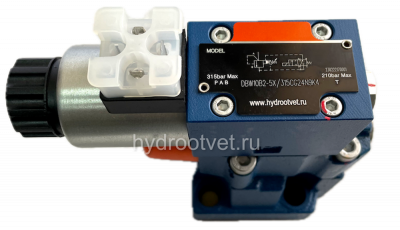DBW10A2-5X/200CG24N9K4 - Предохранительный клапан Ду10 с давлением настройки до 200 бар, управление - X и Y - внутренние с разгрузкой A = закрыт с электроуправлением G24